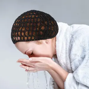 Women's Handmade Crochet Sleep Cap, Pure Color Hair Net Hat, Ladies Headband Bath Cap, Protective Hair Care Accessory, Sleeping Cap