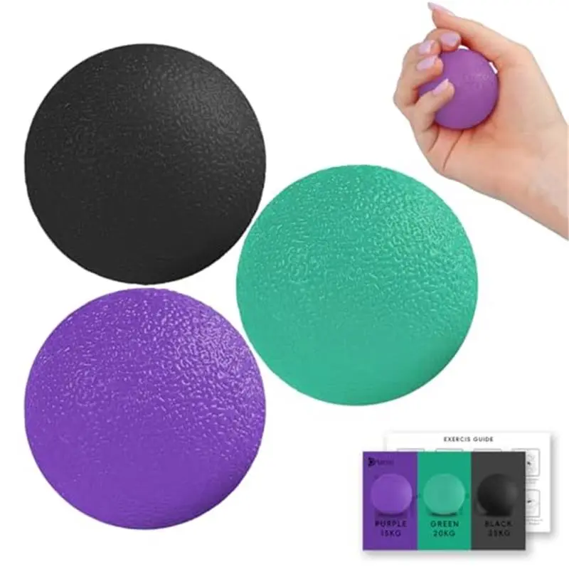 3 Pack Stress Balls for Adults, Hand Strengthening Devices Exercise Balls Physical Therapy Ball, Squeeze Balls for Hand Therapy
