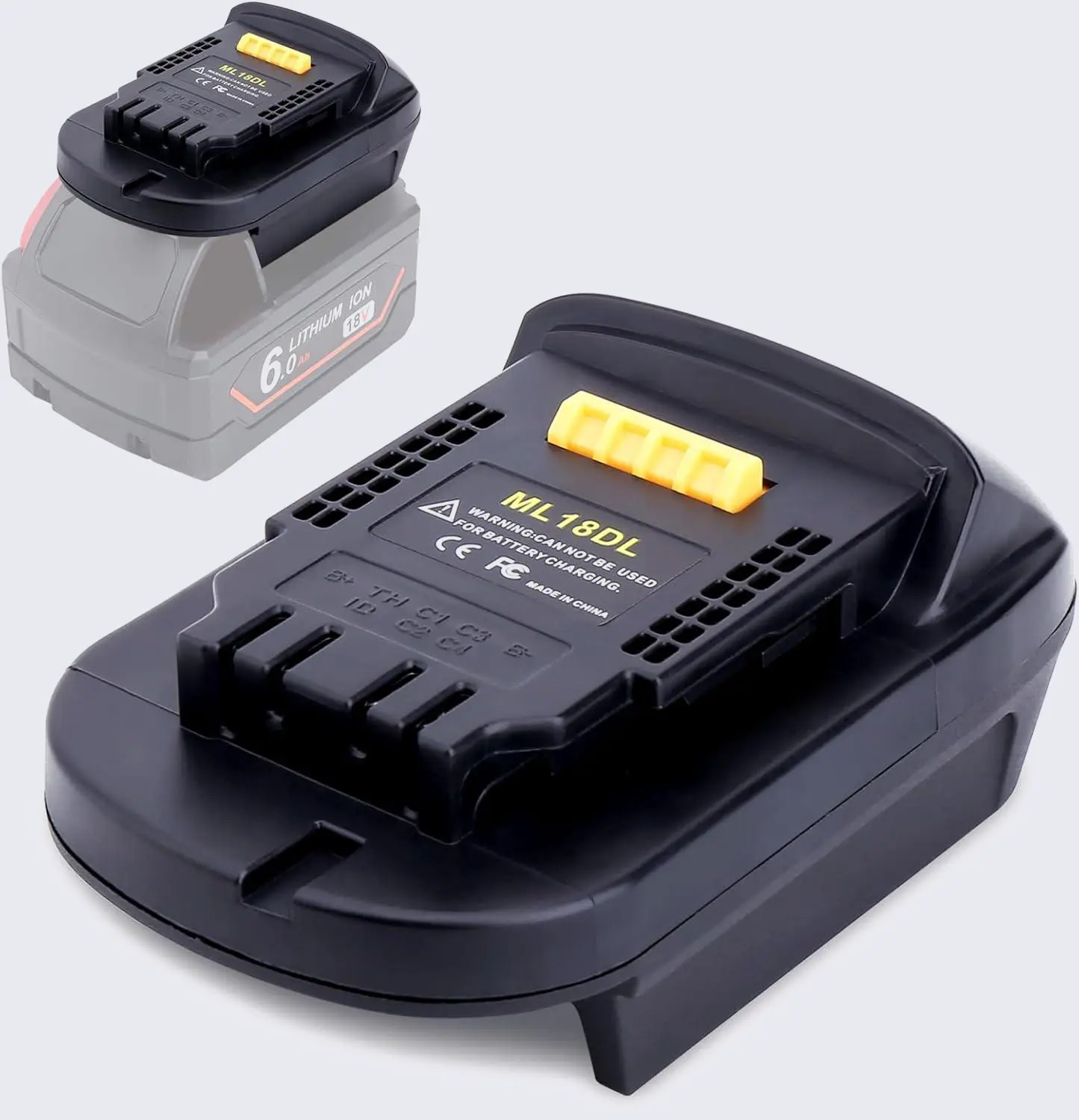 Compatible for Milwaukee 18V Battery to Dewalt 20V Cordless Tool Adapter, Plug-and-Play, 3-Second Easy Installation, No Tools Required, Anti-Corrosion, ABS Plastic, Metal Pins, Durable (Adapter Only)