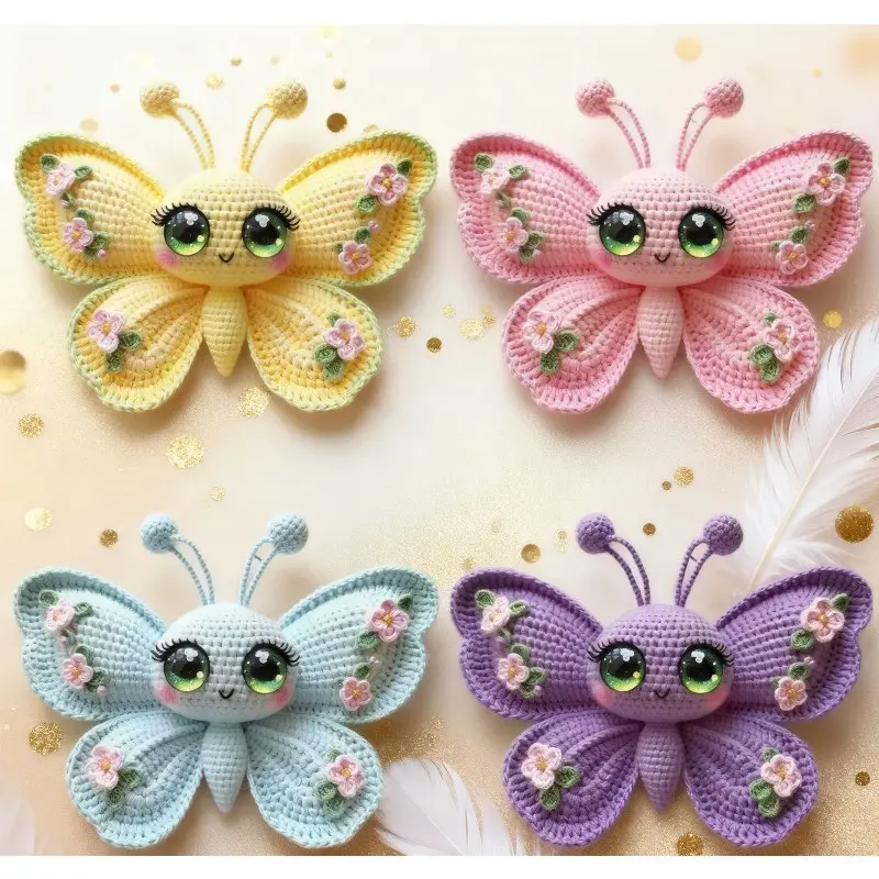 New Butterfly Crochet Material Kit Crochet Amigurumi Kit with Multiple Colors to Choose From, Beginner Crochet Yarn Kit, Adult Hand Woven DIY Butterfly