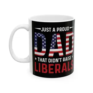 Celebrating Fathers Day With A Humorous Ceramic Mug Featuring A Proud Dad Committed To Conservative Values A Patriotic Gift Displaying American Flag For Dad Birthday Celebrations