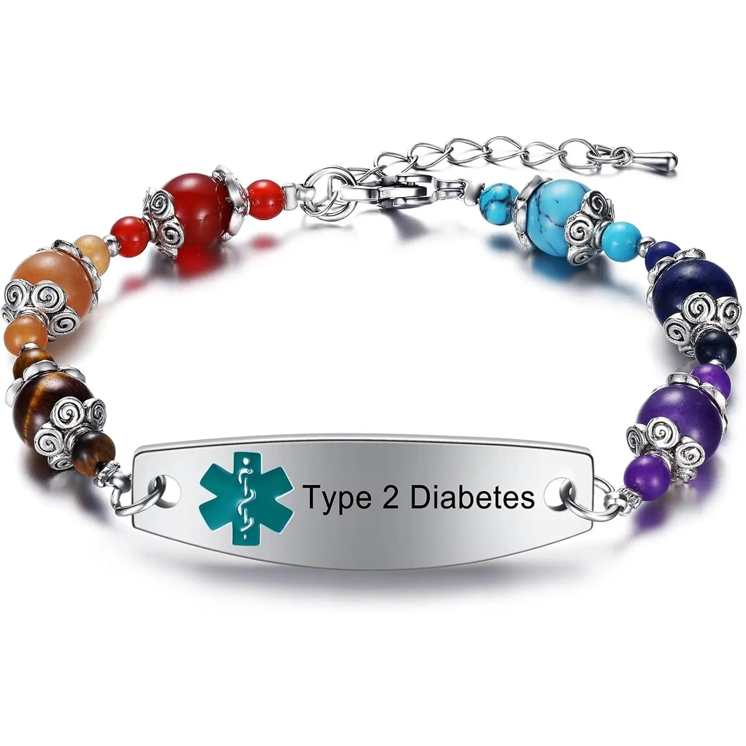 Women's Medical Alert ID Bracelets | Pre Engraved Type 1 Type 2 Diabetes Epilepsy Blood Thinner ID Bracelet | Diabetes Awareness BraceletGift.