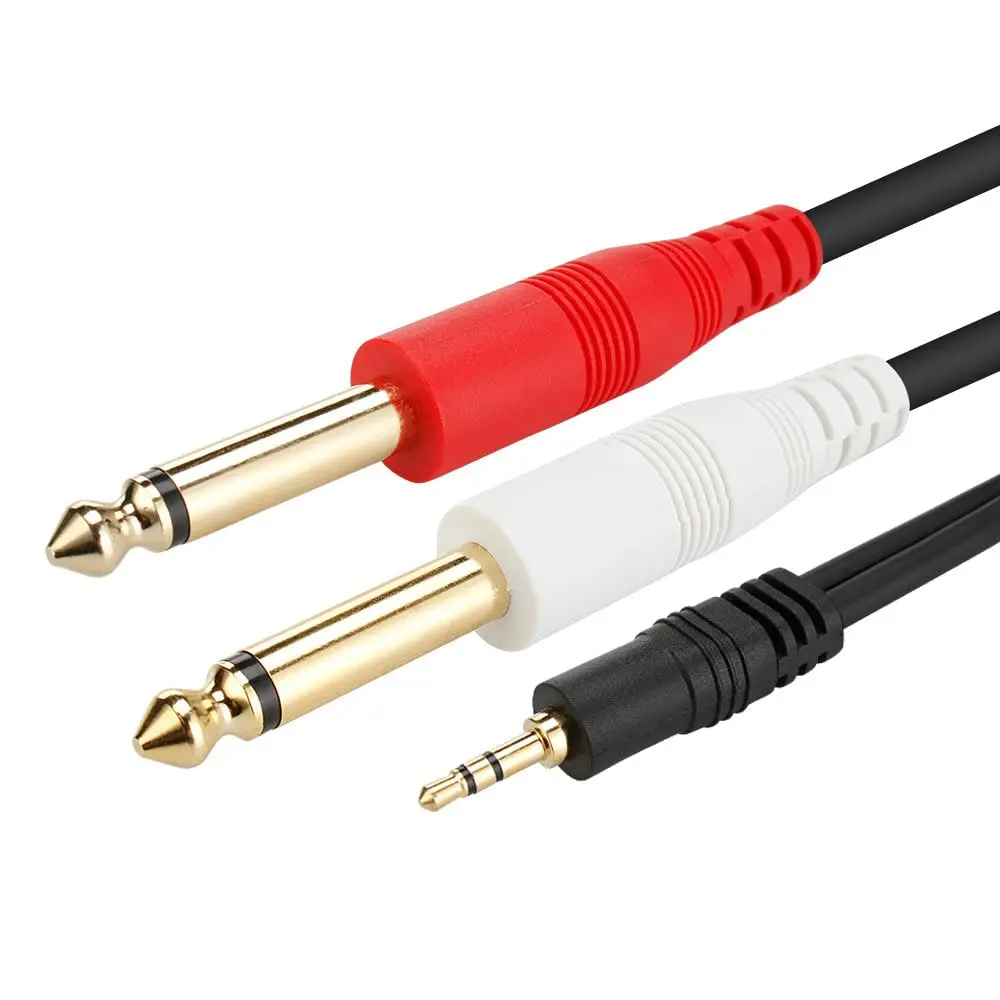 1/8 TRS to Dual 1/4 TS Mono Y Splitter Audio Cable Adapter, 3.5mm-6.35mm Dual Output Accessory for Smartphones, Laptops PC, Recording Equipment (5FT), Accessories, Home Stereo System