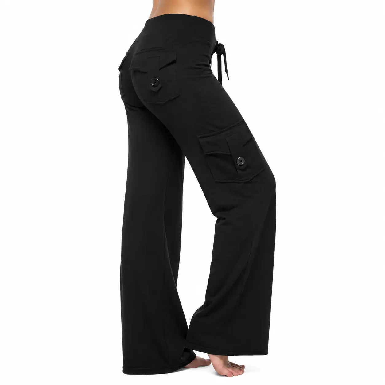 Women's Flex High-Waisted Office Work Pants - Slight Flared, No Zippers, 4-Way Stretch, All-Day Comfort All Seasons Trousers with Back Cargo Pockets That Hold Items for Office Use
