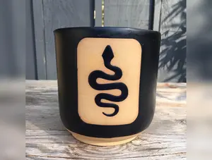 Black Handmade Ceramic Snake Pot/Planter