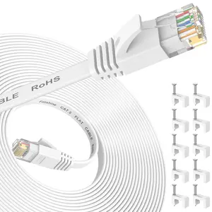 Ethernet Cable 25 ft Cat 6e/Cat6 High Speed Network Patch Cords LAN Cable with Clips Rj45 Connector for Router Modem Faster Than Cat 5e/Cat 5 White