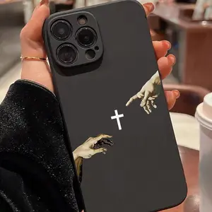 Creative Cross Pattern Phone Case, Anti-drop Shockproof Phone Protective Cover, Phone Accessory Compatible with iPhone 11 12 13 14 15 16 Pro Max