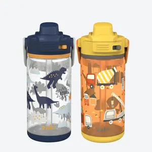 Zak Designs Beacon Durable Plastic Water Bottle Set with Locking Cover and Wide Carry Handle - 16 Ounce, BPA Free