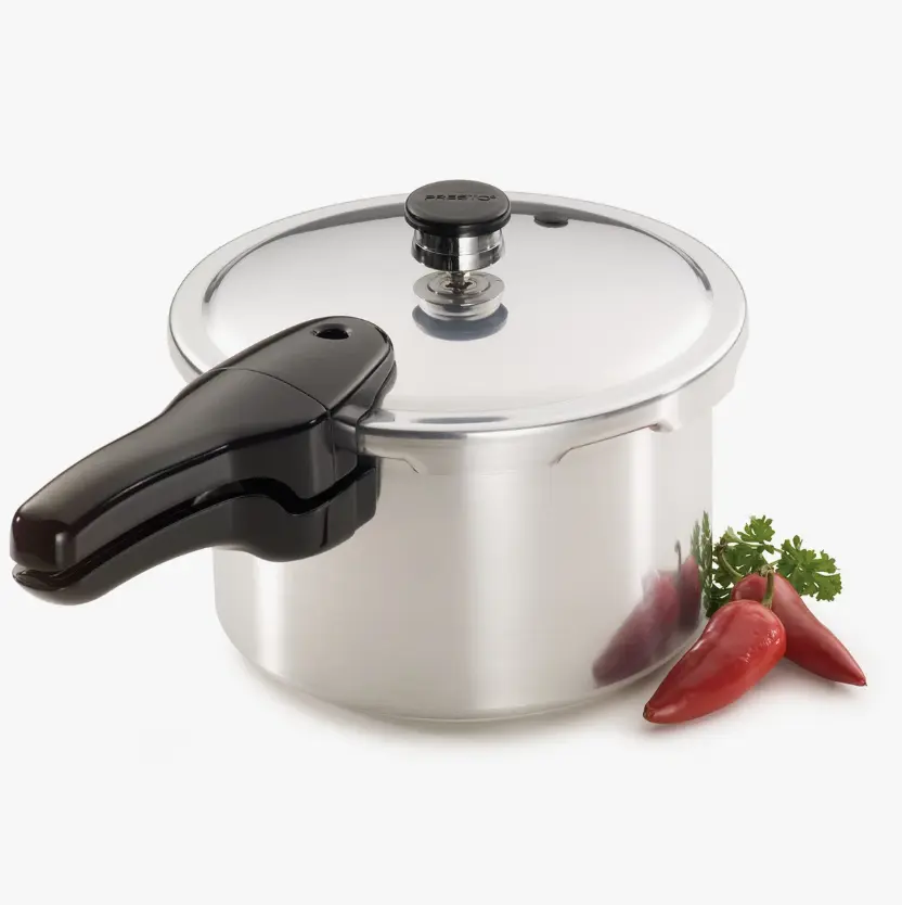 National Presto 4 Quart Aluminum Pressure Cooker, Stovetop Pressure Canner Pot with Locking Lid, Durable Kitchen Cooker for Fast Cooking Meat, Beans, Chicken, Vegetables, Soup, Stew and Family Meals