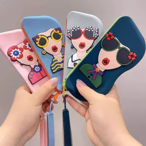 2026 New Cute Soft Silicone Sunglasses Case with Lanyard, Waterproof Sealed Shockproof Design, Compact Portable Travel Holder for Sunglasses and Lipstick