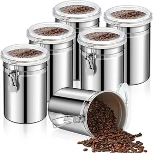 3 count Stainless Steel Canisters 62 oz Stainless Steel Containers with   Storage Container with Airtight Clamp Lid Coffee Containers for  Sugar Coffee Flour Kitchen Counters