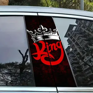 2pcs King Crown B Pillar Sticker, Trendy Car Body Decoration, Easy Peel and Stick, Sunproof, Waterproof, Scratch-Resistant Vinyl Material