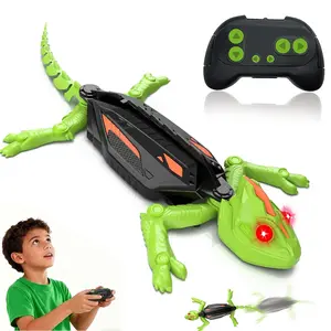 Floor Climbing Gecko RC Chameleon Toy for Kids, Rechargeable Remote Control Lizard Toy with LED Eyes, Dual Mode Floor & Window Driving, Christmas Halloween Birthday Gift for Boys Girls Ages 3+