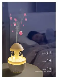 Jellyfish Raindrop Aroma Diffuser Humidifier, 3-in-1 Cool Mist Humidifier with LED Mood Light, Ultra Quiet Essential Oil Diffuser for Bedroom, Home, Office, Desk Decor