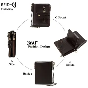 Short Wallet, Business Double-Zipper Coin Purse, Multi-Card Slot 70% Off Wallet With Chain