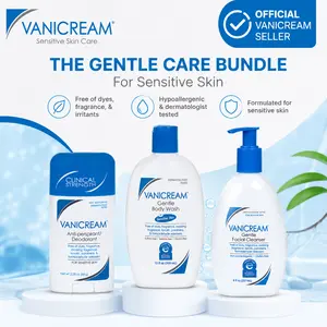 Vanicream Sensitive Skin Complete Care Bundle | Gentle Body Wash 12 oz + Facial Cleanser 8 oz + Clinical Strength Antiperspirant Deodorant 2.25 oz | Fragrance-Free