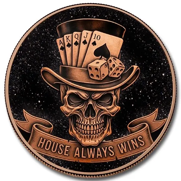 Skulls & Spades with Dual Sided Diamond Dust 1 oz Copper