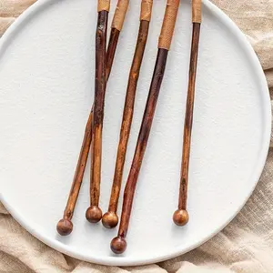 1pc Japanese-style Household Milk Tea Honey Stirring Stick Creative Log Threading Long Handle Stirring Spoon Coffee Spoon, Kitchenware Utensil