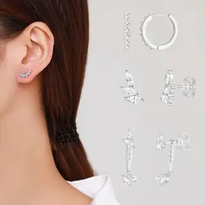 3Pairs Flat Back Stud Earrings for Women and Men, Hypoallergenic Plated Silver Sterling Silver Post Stud Earrings Set,Silvery Earrings with Screw for Sensitive Ears, Ideal for Helix, Tragus