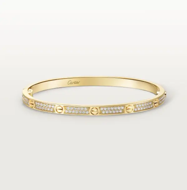 Pre-owned Cartier LOVE Bracelet Dias Paved, Size 18 (All Variations Require Ordering), yellow gold