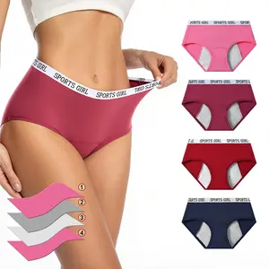 Hotcom Sports Girl Women's High-Waisted Seamless Period Panties Soft Cotton Spandex Breathable for Teens & Women School Activewear Comfortable Stylish Everyday Wear - Womenswear