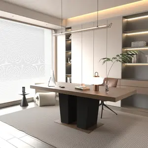 Extendable Dining Room Table for 4-10 People,Wooden Transformer Kitchen Dining Table with Black Double Sturdy Pedestal Base, Modern Expandable Large Table（without chairs）