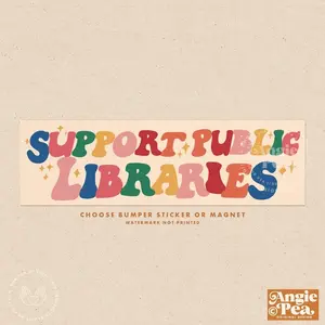 Library Bumper Magnet, Human Rights Car Magnet, Librarian Sticker, Support Public Libraries, Fund Libraries, Banned Books
