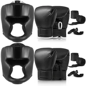 Hot 14 Pcs Boxing Set Including 2 Pair Of 16 Oz Boxing Gloves Headgear Helmet Boxing Hand Wraps Sport Mouth Guards For Adults Youth Beginners Training Equipment
