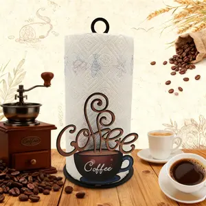 Coffee cup tissue holder, suitable for use next to coffee machines, Iron Paper Towel Storage Rack, Roll Paper Holder, Home Interior Decor for Kitchen Bathroom, Kitchen Bathroom Organizer, 1 Box