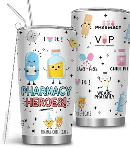 Pharmacist Gifts, 20oz Stainless Steel Pharmacy Heroes Tumblers with Brush & Straw, Pharmacist Gift for Women, Pharmacy Technician Gift for Doctor, Gifts for Thanksgiving Christmas, 1 PCS