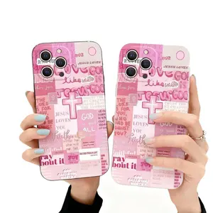 Pink Jesus Quotes Silicone Case for iPhone 11-17 Pro Max Plus Air – 3ft Anti-Drop Non-Slip Full Coverage Christian Inspired Design TPU Liquid Silicone, Accessories, Smartphone