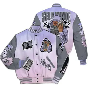 Varsity Jacket To Match Zen Master 4s - Selfmade Unique All Over Print Oversized Fit, Unisex Varsity Jacket, Baseball Football Inspired Coat