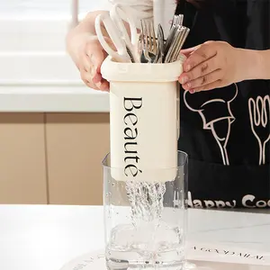 Kitchen Cutlery Storage Box, 1 Count Double Layer Drainage Drying Rack, Multifunctional Household Tableware Storage  Organizer  Box