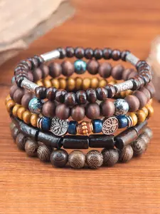 Boho Style Wooden Beaded Bracelet, Vintage Trendy Bracelet, Fashionable Jewelry for Women & Girls for Daily Decoration, Beaded Bracelet Set