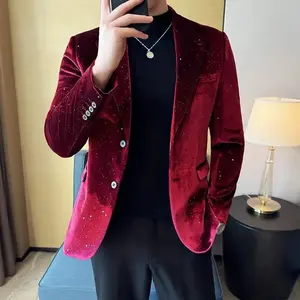 Father's Day Autumn New  Jacket Men's Blazer Business Fashion Hot Stamping Printed Suit Jacket High-quality  Dress Suit