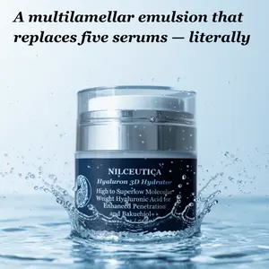 NILCEUTICA Hyaluron 3D Hydrator Soothing Hydrating Anti-Redness Multi-Lamellar Emulsion Face & Neck Cream-Serum with Triple-Weight Hyaluronic Acid Stable Vitamin C E Peptides for Long-Lasting Moisture Nourishing Skin Repair