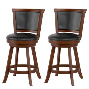 Topwin 24/29 Inch Swivel Counter Height Bar Stools,Set of 2,High-Back Chairs with Faux Leather Seats for Kitchen Island&Pub Luxury Ergonomic Design