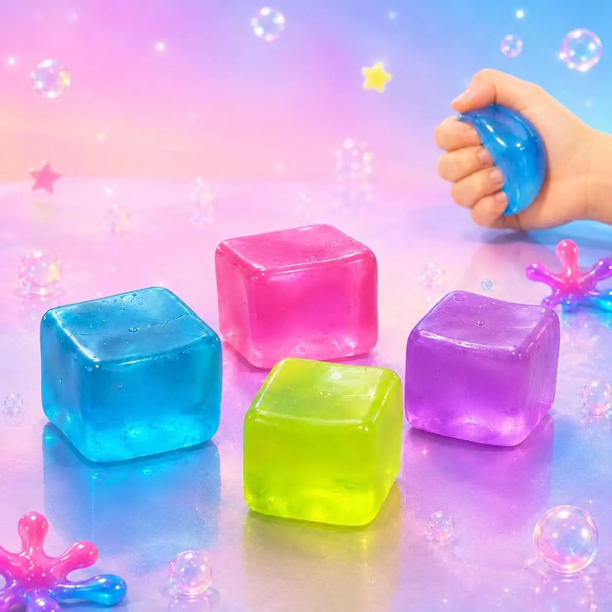 Stress Cube Squishy Toy, Super Satisfying High Density Fidget Cube for Stress Relief, Slow Rising Sensory Squeeze Toy for Kids Adults, Birthday Gifts, Party Favors, Classroom Prizes, 5cm / 2in