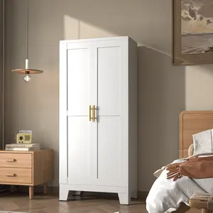 61.02" Pantry Cabinet, Kitchen Pantry Storage Cabinets with Adjustable Shelves and Feet, White Pantry Storage Cabinet for Kitchen, Dining Room, Living Room and Bathroom Cupboard Furniture