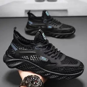 Men's Summer New Mesh Breathable Casual Shoes Hollow Comfortable Non-Slip Soft Sole Sports Driving Shoes for Men Boy Trainer Training Runner Sneaker Footwear Athletic Closed Running