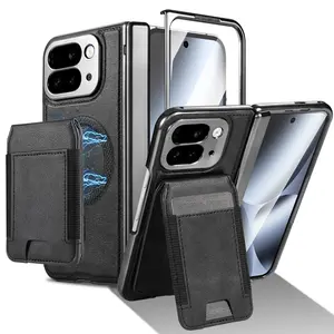 1 Google Pixel 10 Pro Fold Phone Case Protective Shockproof Premium Leather Wireless Magnetic Charging Card Holder & Stand Integrated Case & Screen Protector Full-Coverage Drop Protection Foldable Screen Design Ideal for Socially Elite Individuals