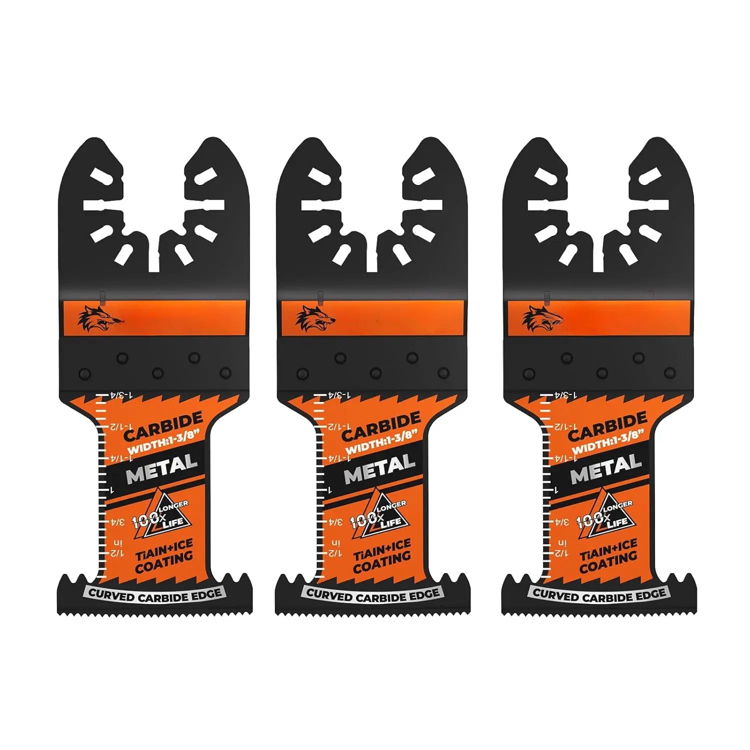 Expert Carbide Oscillating Saw Blades, Curved Edge Multitool Blades, Oscillating Tool Blades for Heavy-Duty Metal, Wood, Rebar and Copper, 3-Pack