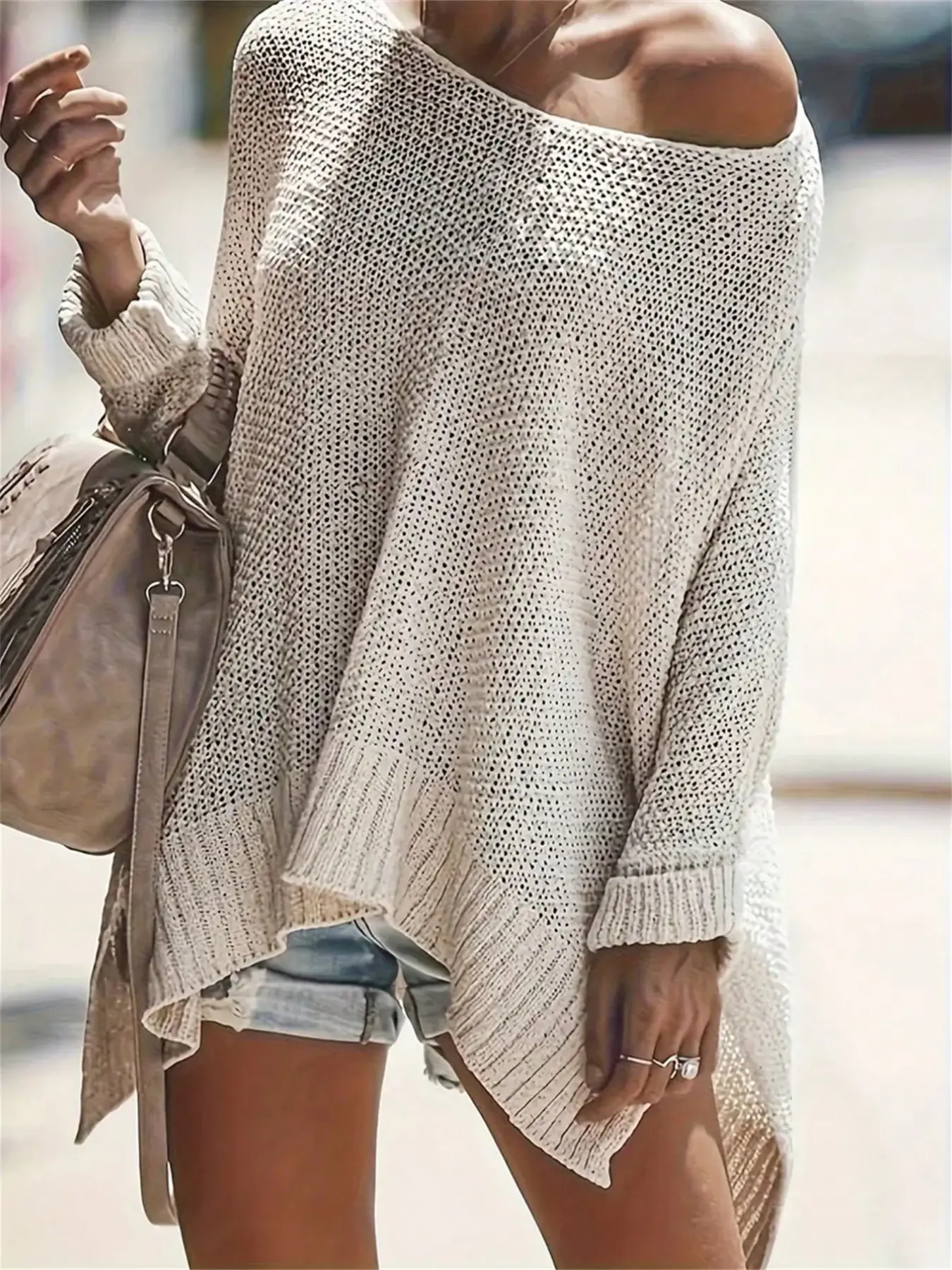 Women's Simple Minimalist Basic Fashion Casual Daily Sweater, Long Sleeve, Loose-Fitting Plain Knitwear, All Seasons Wear, Comfortable Everyday Clothing
