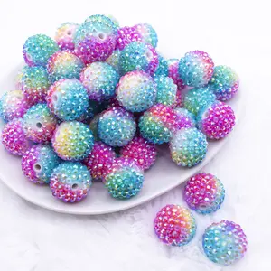 20mm Rainbow Confetti AB Rhinestone Bubblegum Beads