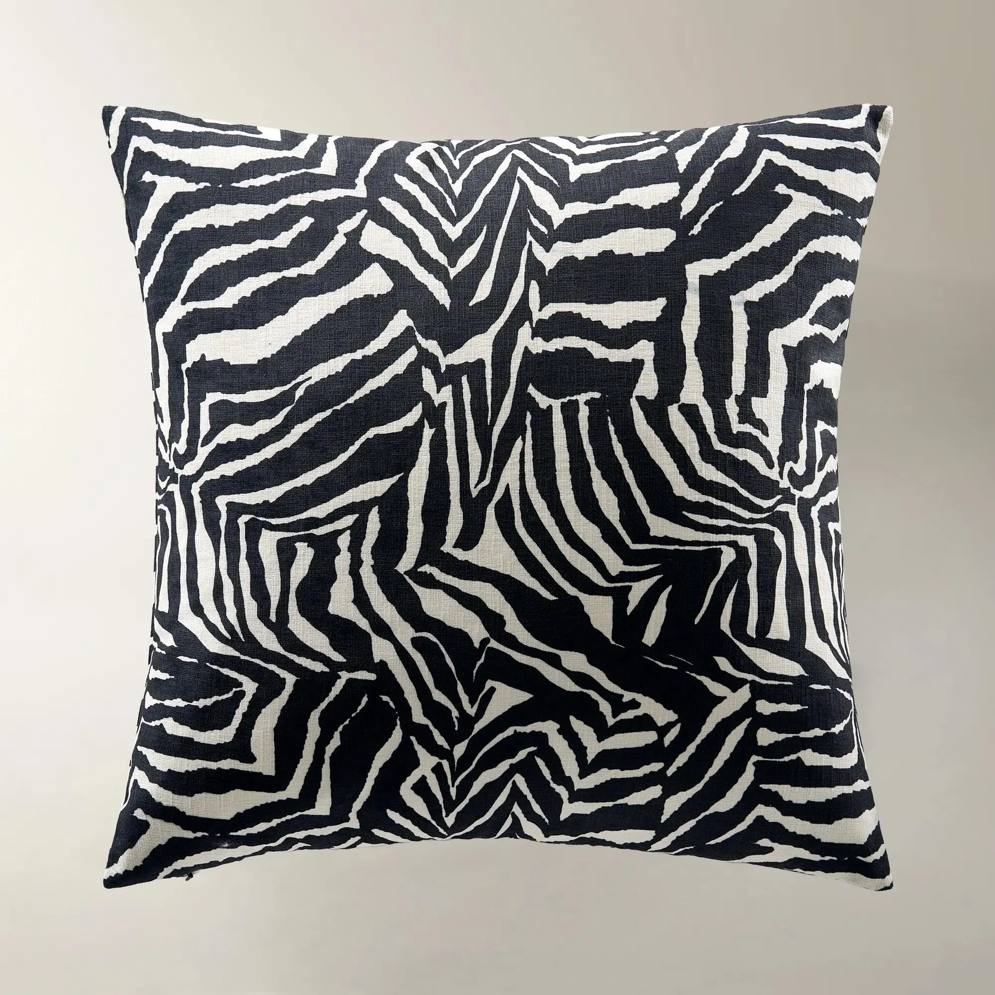 Z Gallerie Ebba Plush Velvet Animal Print Pillow - Black/Ivory, Feather Down Filling