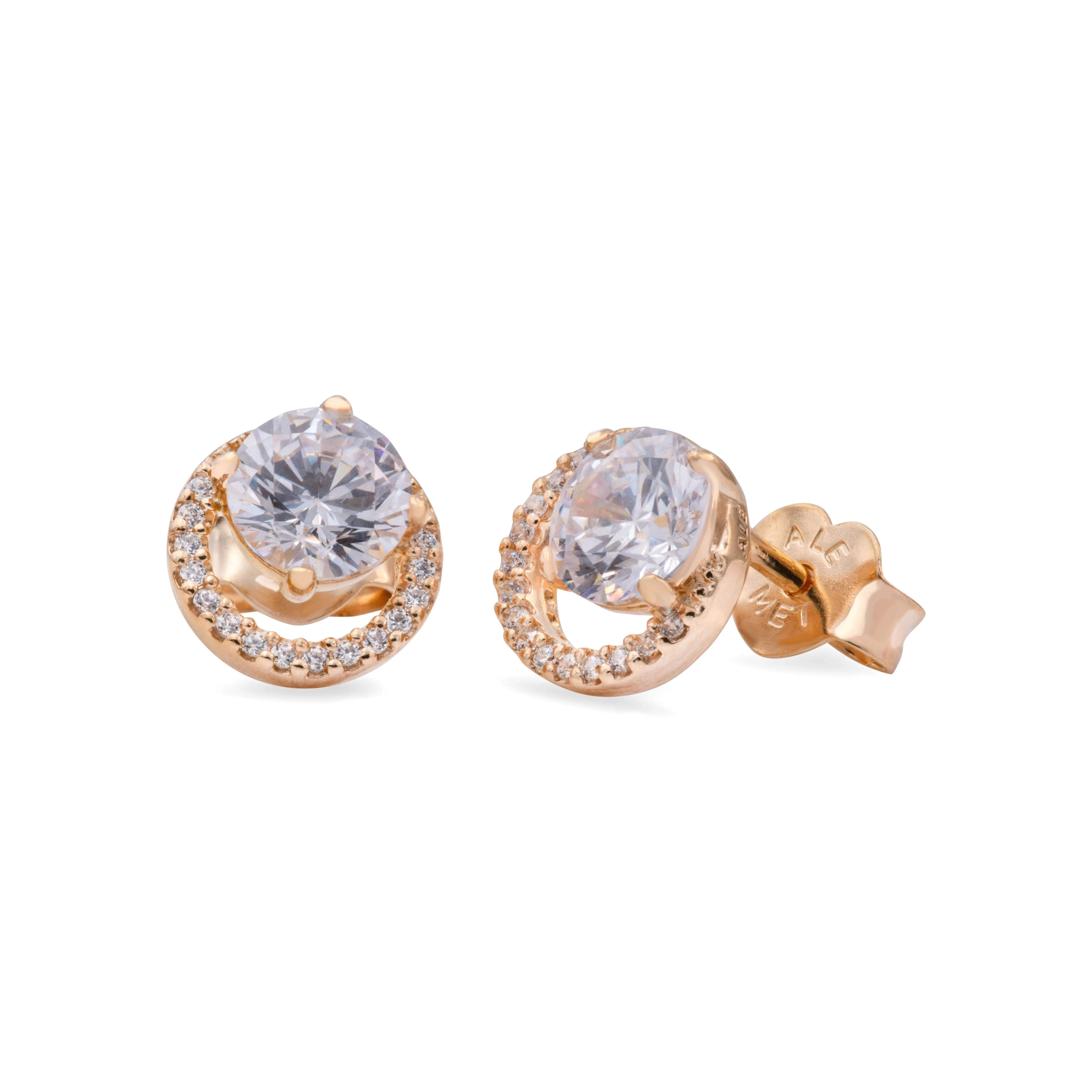 Pandora Sparkling Round Halo Stud Earrings 261248C01, Unisex, Adults, Modern, Elegant Wear, Halo Circle, Off-Centered, Gold, Unique Silhouette