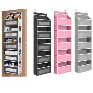 Mother's Day Gift, Home Decor, Door Hanging Storage Rack - 5+5 Pockets Organizer with 5 Large Clear & Mesh Pockets, Grey Hanging Storage for Bedroom, Bathroom & Pantry, Anti-Tip, 10‑15kg Capacity, Ideal Home Organizer Gift tiktokshopspringglowup