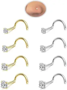 Hypoallergenic Nose Rings Hoops Set for Women Men: 8Pcs  Gold/Silver 316L Surgical Stainless Steel Nose Hoops Hinged Clicker Septum Rings for Nose Cartilage Body Piercing Jewelry 6mm 8mm 10mm 12mm#Fashionweek#Fallfreshness