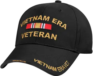 Black - Deluxe VIETNAM VETERAN ERA Baseball Cap - Brushed Cotton - Adjustable
