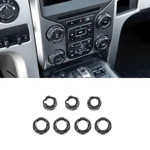UV-Resistant Interior Center Console Switch Knob Cover Trim Ring, Car Interior Accessory for 2013-2014 Ford F150 Raptor, DIY-Install Compatible